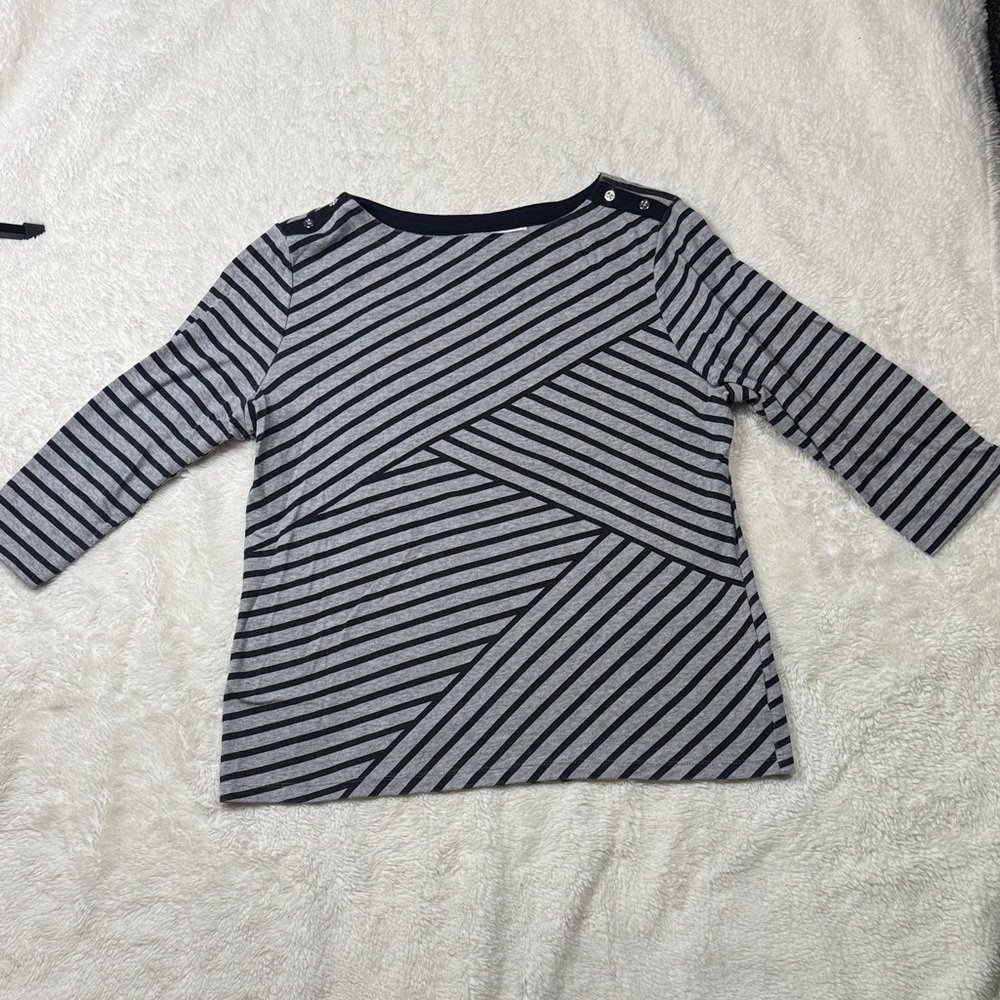 Striped Black and Gray Women's Top